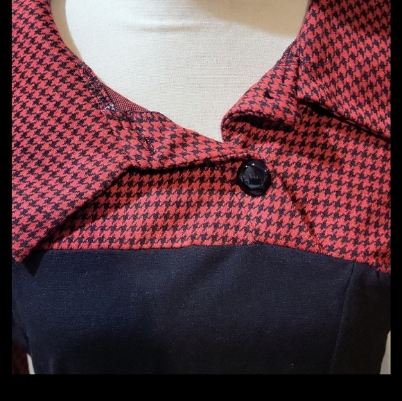 HOMEYEE Women's Retro Chic Colorblock Lapel Career Tunic Dress - Picture 6 of 14